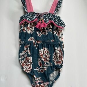 Matilda Jane Teal & Pink Floral Pom-Pom Romper